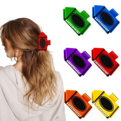 Teacher Hair Clips 6 Pack, Colorful Crayon Claw Clips for Women, Cute Classroom Hair Accessories, Appreciation Gift, Back to School Gift for Teachers