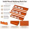 Geixrw Wood Mahjong Racks with Magnetic Pushers, 17.5" 1/4set Classic Scalloped Wooden Mahjong Tile Holder with Storage Bag, All-in-One Tile Rack for American Mahjong (1pcs) view 2