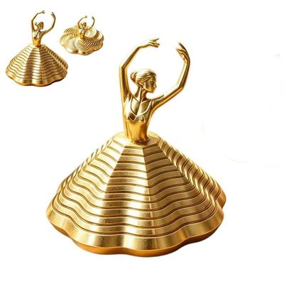 3D Printed Spinning Ballerina Fidget Toy Ornament Ballet Fidget Spinner for Stress Relief, Sensory Desk Decor for Home & Office, Creative Gift for Ballet Lovers (Gold)