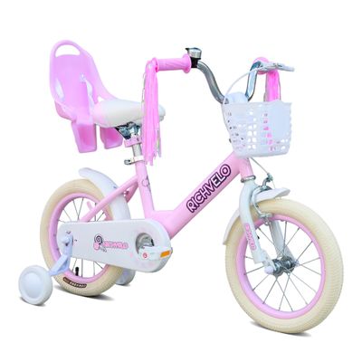 richvelo 14 Inch Girls Bike with Training Wheels, Kids Bicycle for Ages 3-5