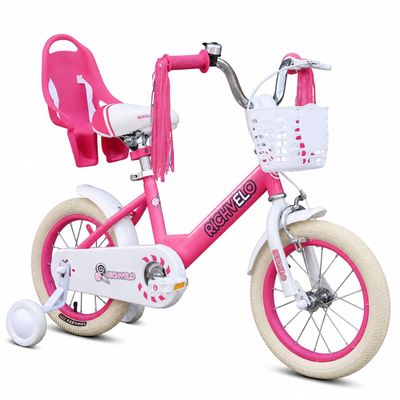 richvelo Kids Bike with Training Wheels for Girls, 14 Inch, Ages 3-5
