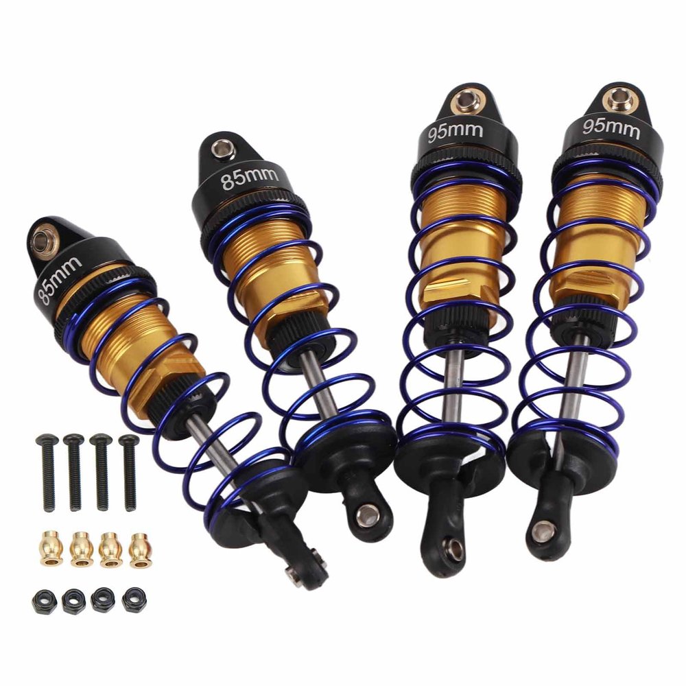 VINGVO RC, Aluminum Alloy Adjustable Oil Damper with High Elasticity Spring, for 1/10 RC Car HSP HPI Arrma (Gold)