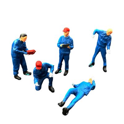 Helixsun 1/64 Scale Mechanic Figures (5-Piece Set), Miniature Mechanic Figures, Garage and Workshop Display Accessories