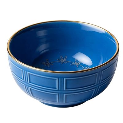 Gold-rimmed Grid Bowl (Blue)