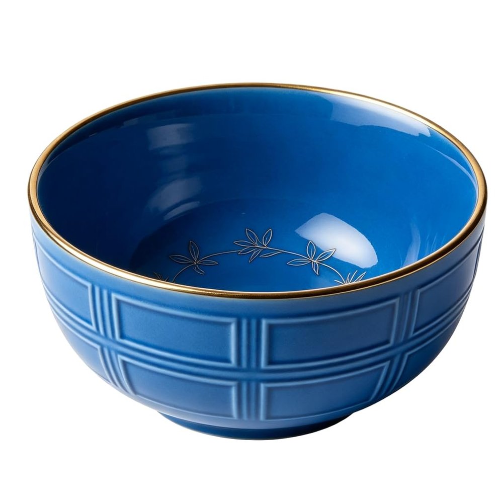 Gold-rimmed Grid Bowl (Blue)