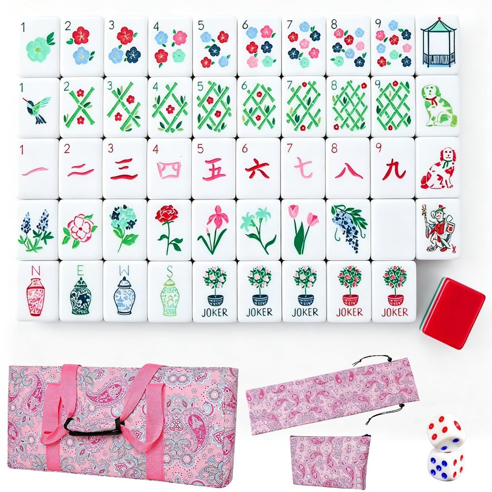 4 Layer Mahjong Tiles, 160 Pcs Acrylic American Mahjong Tiles Set, Four-Layer Engraved Acrylic Layered Mahjong Tiles with Exquisite Carrying Bag, Lettering is Clear, Home Trips Social Game(I)