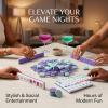 4 Layer Mahjong Tiles, 160 Pcs Acrylic American Mahjong Tiles Set, Four-Layer Engraved Acrylic Layered Mahjong Tiles with Exquisite Carrying Bag, Lettering is Clear, Home Trips Social Game(I) view 4