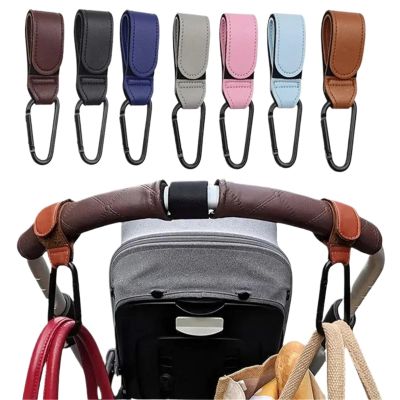 15Pcs Leather Cart Hooks Stroller Hook PU Adjustable Pram Organizer Diaper Bag Hanger Travel Accessories(Pink)