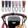 15Pcs Leather Cart Hooks Stroller Hook PU Adjustable Pram Organizer Diaper Bag Hanger Travel Accessories(Pink) view 1