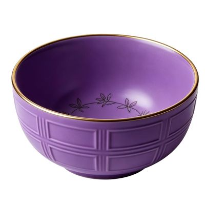 Gold-rimmed Grid Bowl (Purple)