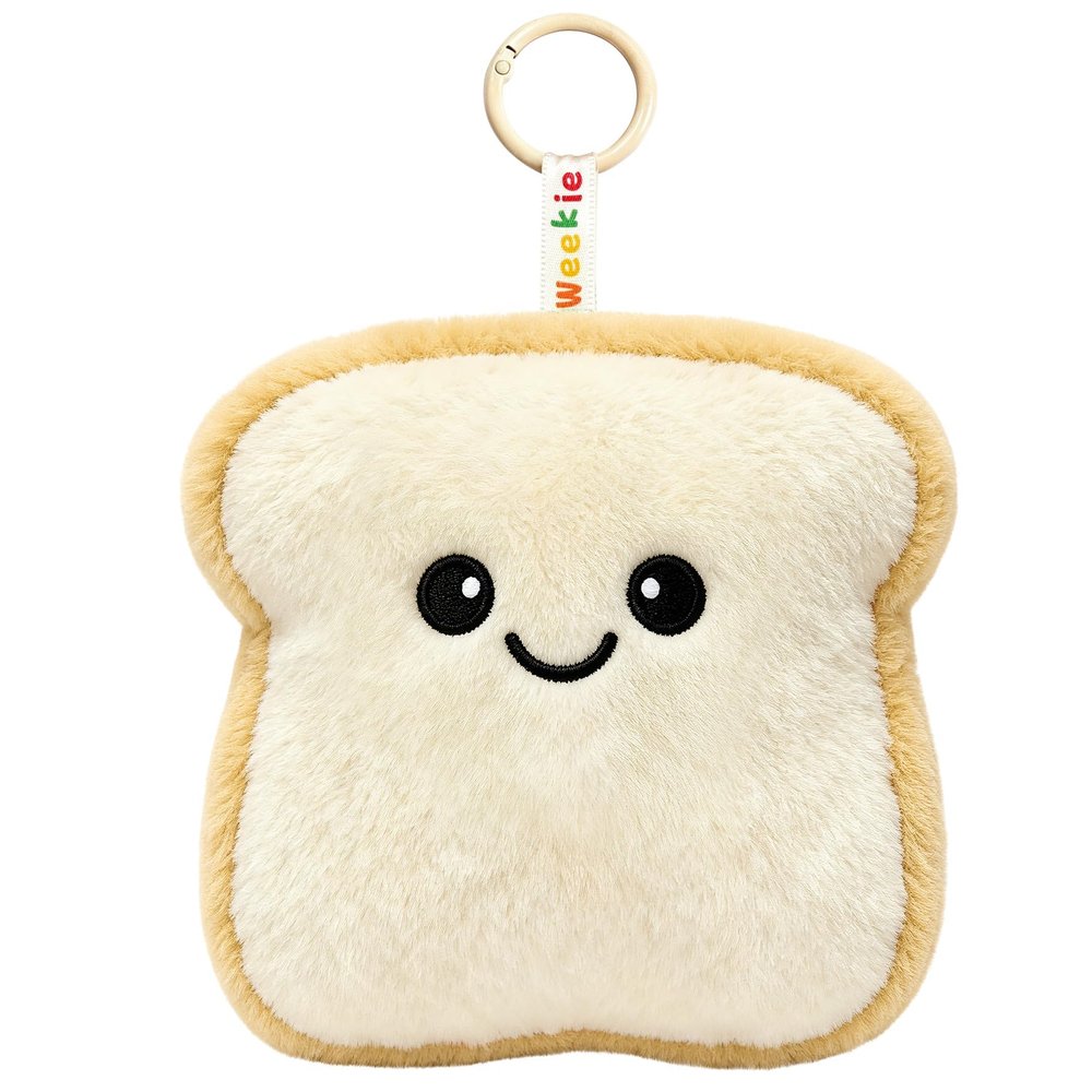 Ausener Weekie Wonders Emotional Toast Supports, Toast Keychain Bag Charm, Bread Stuffed Animal, Funny Food Plush Birthday Gifts for Women and Adults (Tue)