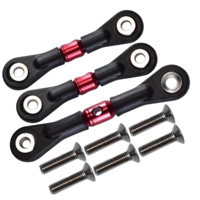 3Pcs Adjustable Tie Rod TT160 TT2160 Steering Rods for Tamiya TT02 TT02T TT01 TT01E TT01D 1/10 RC Car Parts Accessories(Red)