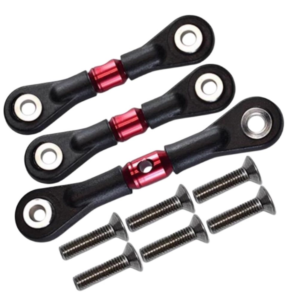 3Pcs Adjustable Tie Rod TT160 TT2160 Steering Rods for Tamiya TT02 TT02T TT01 TT01E TT01D 1/10 RC Car Parts Accessories(Red)