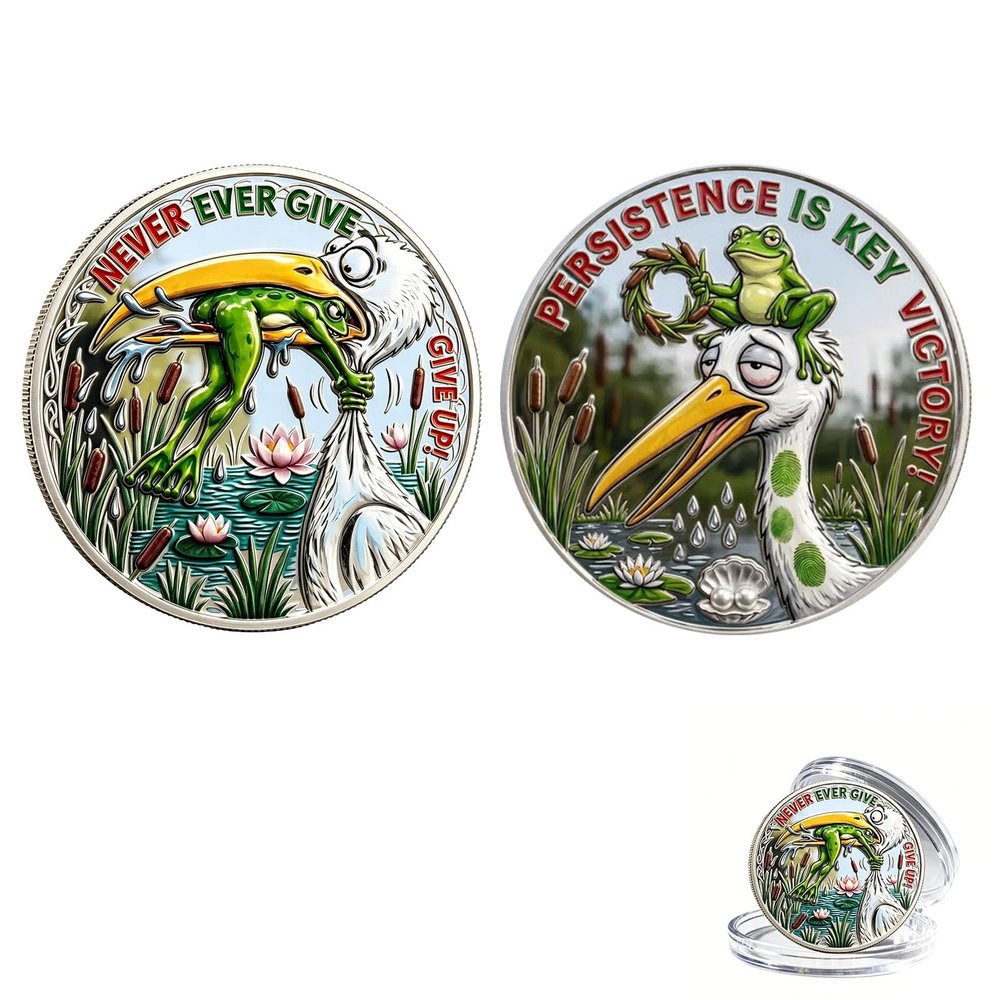 Premium 3D Embossed Triumph & Grit Collectors Coin, Funny Inspirational Challenge Coin, Persistence's Key Victory, Never Ever Give Up, Gift for Friends in Difficult Circumstances (1 PCS)