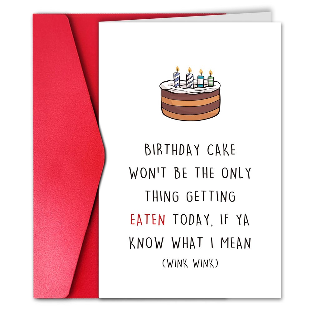 Xuewenmeihua Naughty Birthday Card for Husband Boyfriend, Cheeky Romantic Adult Humor Bday Cards, Funny Sex Joke Greeting Cardstock Present for Men
