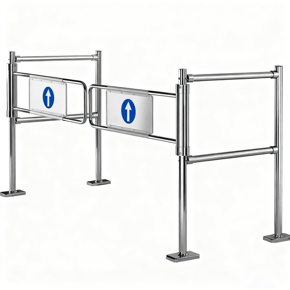 iumLeap Automatic Rebound Swing GateStainless Steel SelfClosing Door for Warehouse & Store 1Way Safety Entrance Gate Industrial Fence, 110cmx102cm