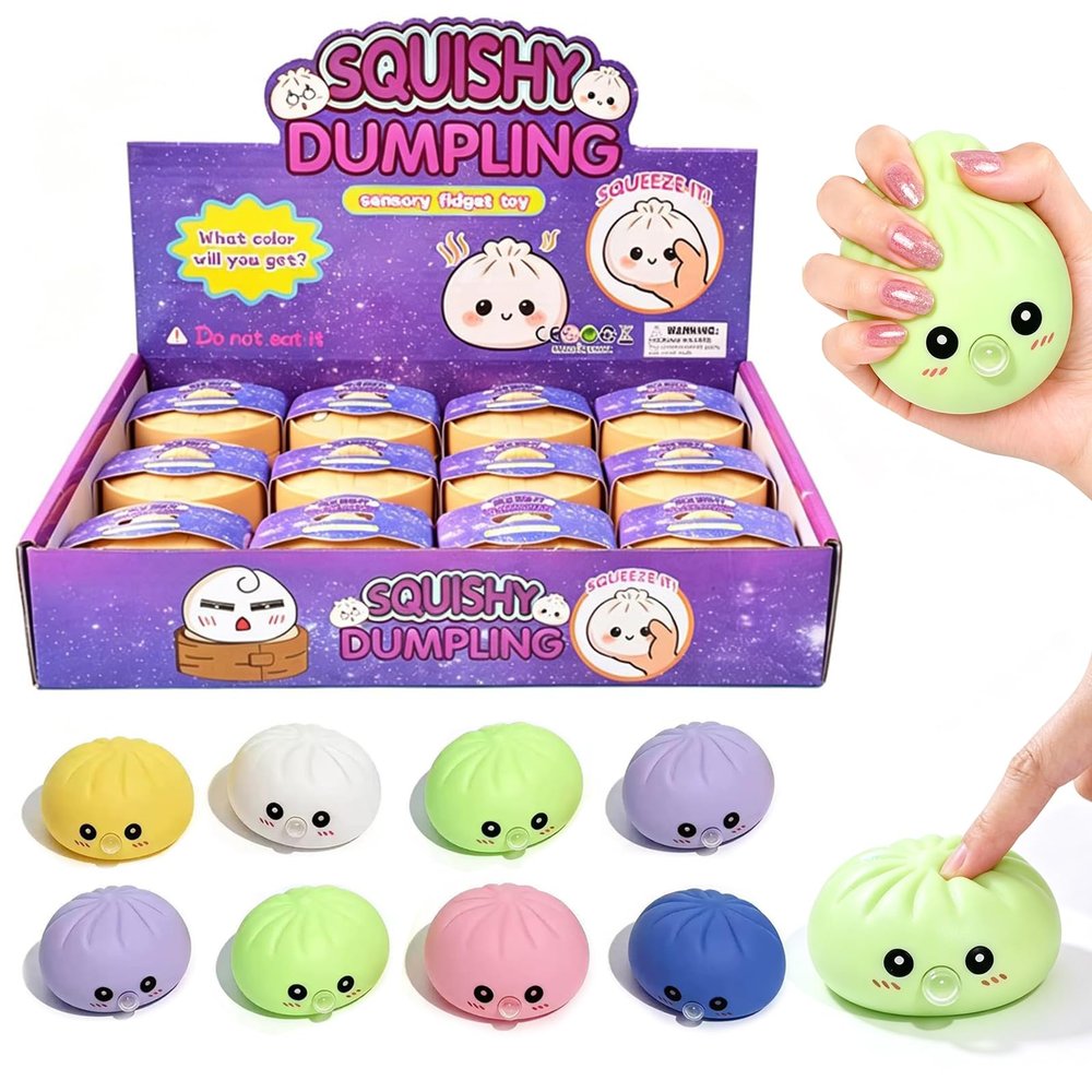 12PCS Dumpling Squishy Glitter, Mini Real Bun Mystery Dumplings Stress Relief Set Pack Box, Cute Dumpling Stress Balls Slow Rising Portable Desk Decor Party Favor Gifts for Adult (C)