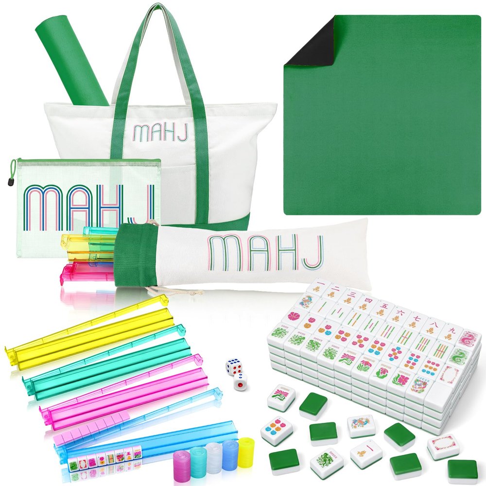 Ceenna American Mahjong Set with Carrying Bag,American,Green