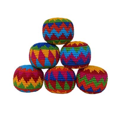 6 Pack Footbags- Handmade Footbag, Knitted Footbags Set for Adults-Colorful Crochet Foot Bag Kick Balls for Beginners, Small Kick Sack forJuggling Practice, Indoor Outdoor Games (E)