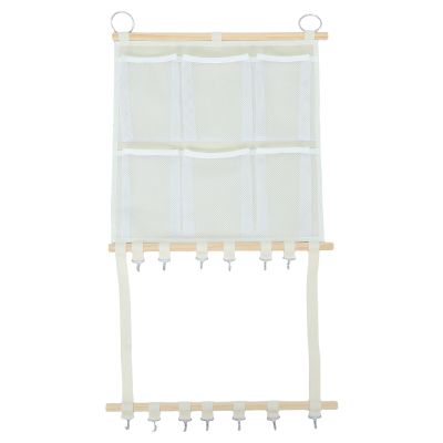 FESTFENDS Stuffed Animal Organizer Bag: Hanging Toy Storage with Mesh Pockets & Hooks for Nursery - Door Back Plush Holder - Baby Accessories Organizer for Room Decor