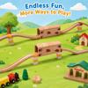 Bunu1492 Wooden Train Track Tunnel Set,3-Piece Railway Expansion Pack with 1 Tunnel & 2 S-Curved Tracks, Compatible with Most Major Wooden Train Sets, Educational Railway Accessories for Kids Ages 3+ view 3