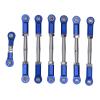 Cosiki 7PCS Aluminum Alloy Servo Link Pull Rod, Metal Steering Tie Link Rod Set with Upgraded Textured Appearance, Ideal for Slash Rustler 4x4 (Blue) view 1