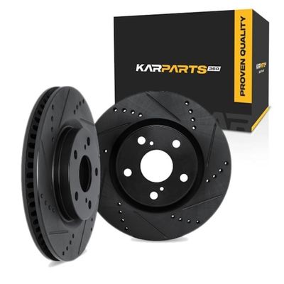 KarParts360 For Honda Pilot 2023 2024 2025 2026 Rotor Set | Black | Drilled And Slotted