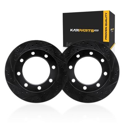 KarParts360 For Ford F-350 Super Duty/F-250 Super Duty 2012-2025 Rotor Set | Black | Vented Rotor | Drilled and Slotted