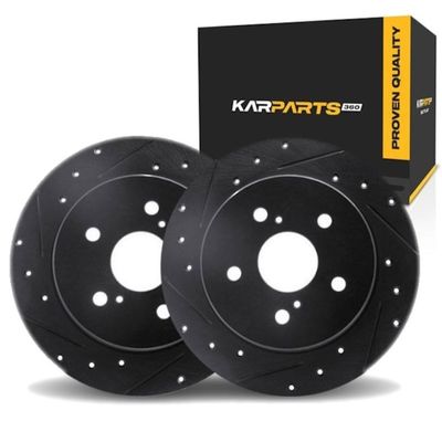 KarParts360 For Honda Pilot 2003 04 05 06 07 2008 Rotor Set | Black | Drilled And Slotted