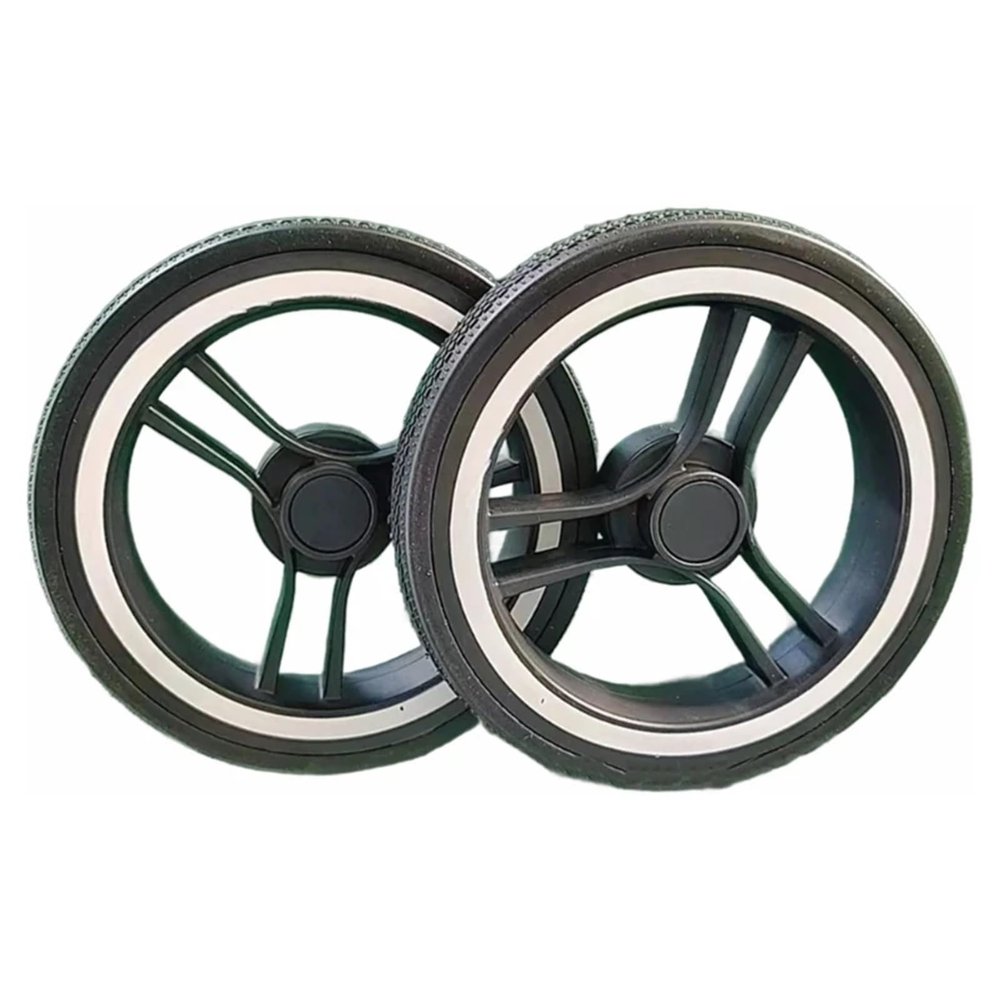 Baby Pram Wheel Set Reliable Rubber and Metal Stroller Replacement(Rear Wheel)