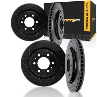 KarParts360 For Freightliner Sprinter 3500 2007-2021 Rotor Set Front and Rear | Black | Vented Rotor | Drilled And Slotted