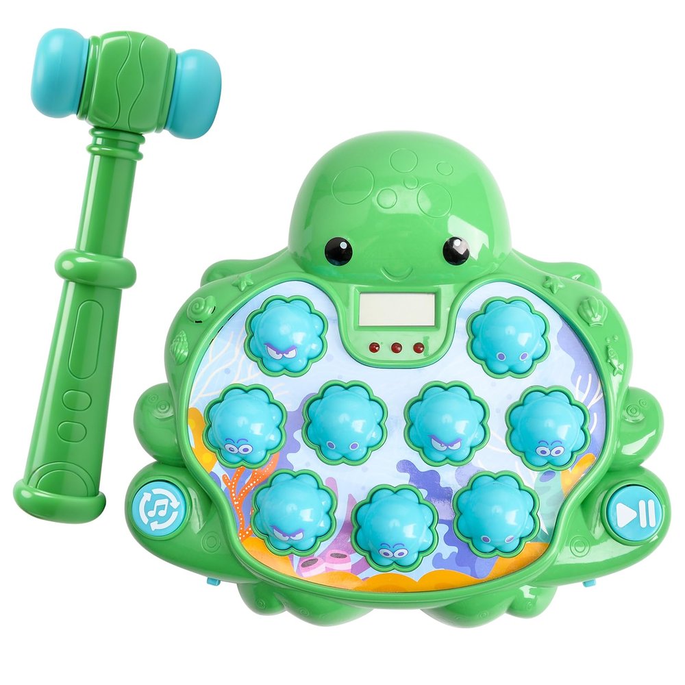 KINUZE Whack-a-Mole Toy, Interactive Hammer Pounding Game for Kids with Light & Music, Early Educational Learning Toy, Birthday Gift for Boys Girls Ages 2-6Green