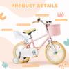 HOMMOW 14 Inch Kids Bike for Boys & Girls Ages 3-12, Kids Bicycle with Training Wheels, Basket, Streamers & Doll Seat, Dual Brake Children Bike,Pink view 2