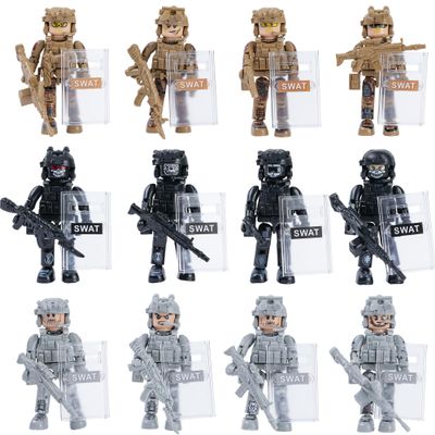 Lrdboeg 12PCS Military SWAT Building Blocks Minifigures Set, Special Forces Soldier Figures with Weapons & Armor, Army Combat Team Toys for Kids, Gift for Boys