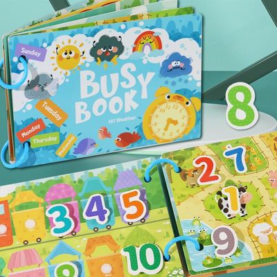 LilCognito Montessori Busy Book Sorting Toys for Toddlers 2-4, Quiet Book Educational Preschool Learning Activities for Kids, Sensory Fine Matching Games for 3 Year Old Boys Girls Gifts(Light Blue)