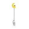 2PC- stainless steel moon rabbit cartoon spoon home fresh and exquisite personality-yellow moon-natural fork view 1
