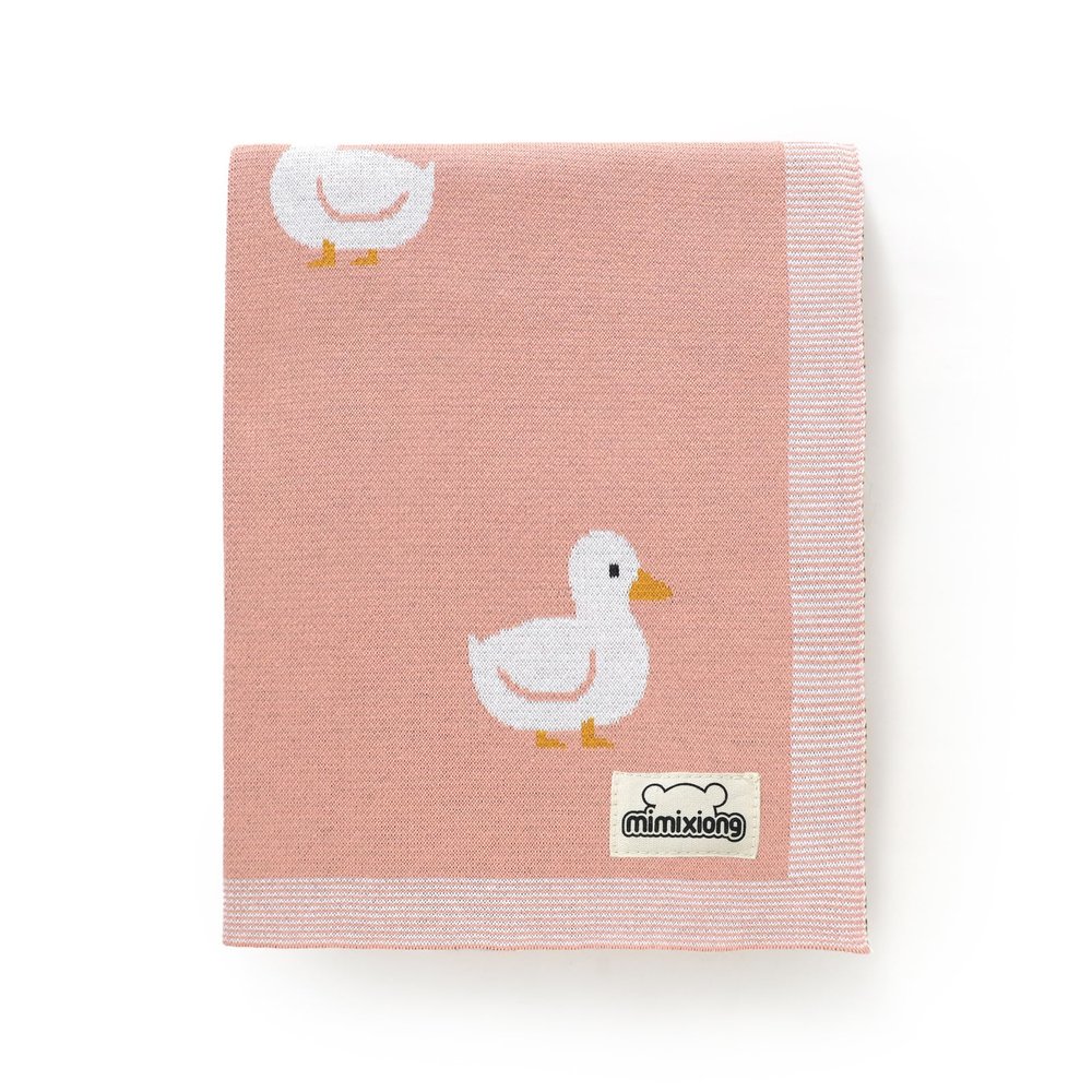 mimixiong Baby Blanket Knit Receiving Boys Girls Blanket Soft Cotton Neutral Blanke for Swaddle Crib Stroller with Cute Sheep (Pink-Duck, 30x40 Inch (Pack of 1))