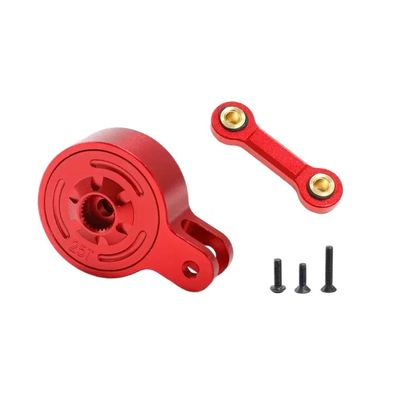 23T/25T Aluminum Servo Saver with Fixed Link Compatible with 1/10 3S 4S and 1/8 Scale Models Similar to Outcast Mojave Vendetta(25T Red)