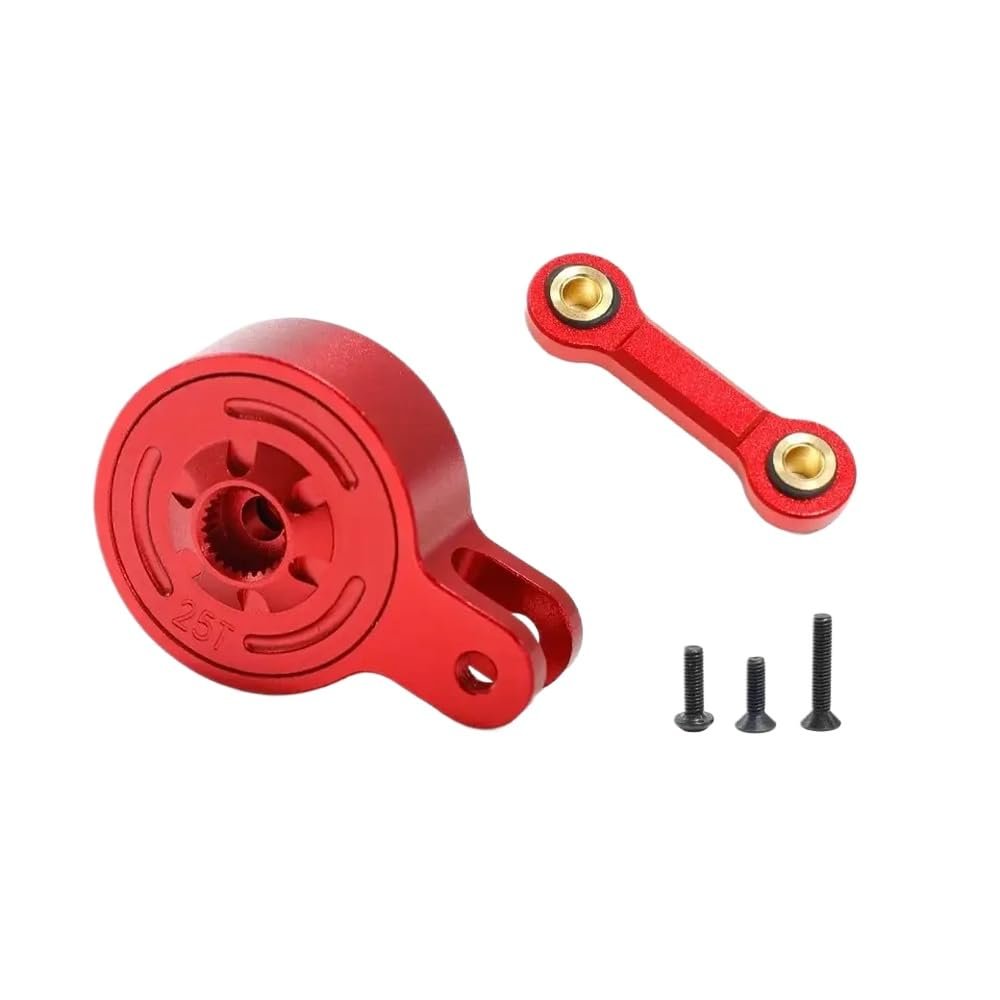 23T/25T Aluminum Servo Saver with Fixed Link Compatible with 1/10 3S 4S and 1/8 Scale Models Similar to Outcast Mojave Vendetta(25T Red)