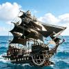 Pirate Ship Metal Model Kit for Adults 3D Mechanical Sailing Craft, All-Metal DIY Building Set with Engraved Hull & Skull Sails, Steampunk Display Sculpture view 1