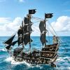Pirate Ship Metal Model Kit for Adults 3D Mechanical Sailing Craft, All-Metal DIY Building Set with Engraved Hull & Skull Sails, Steampunk Display Sculpture view 2