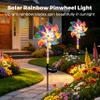 Magical Holographic Rainbow Solar Pinwheel Lights, Waterproof LED Windmill Garden Stake, Kinetic Wind Spinner Stake Outdoor Yard Dcor for Pathway Lawn Patio (8Pcs) view 2