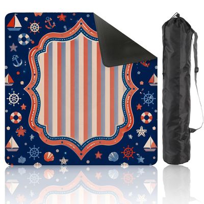 Mahjong Mat with Bag, 31.5 x 31.5 Inch Non Slip Red White Blue Shield Fireworks Patriotic Words , Gaming Pad for Mahjong, Poker, Dominoes, Card and Board Tile Games