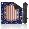 Mahjong Mat with Bag, 31.5 x 31.5 Inch Non Slip Red White Blue Shield Fireworks Patriotic Words , Gaming Pad for Mahjong, Poker, Dominoes, Card and Board Tile Games view 1