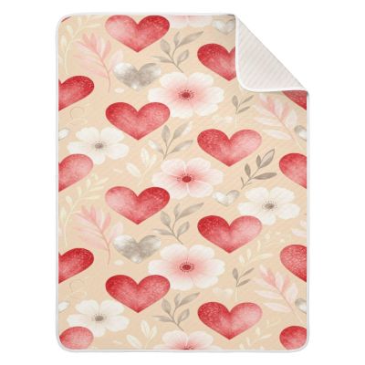 Receiving Blankets Soft Watercolor Red Heart Pink Flower swaddling Blankets for Newborns for Newborns Baby Girls or Boys 30x40in