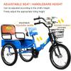 18 Inch Folding Kids Tricycle Adjustable Handlebar Seat Wide Rear Seat with Backrest,3 Wheels Bike for Beginner Riders,Cruiser Trikes Carrying Passengers and Cargo,Load 256lbs view 3