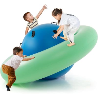 Inflatable Rocking Balance Dome with Handles Giant Rocking Bouncer for Youth & Adult Balance Training, Backyard Party Games, Group Activity (Green)