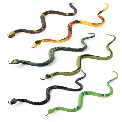 AUNMAS Rubber Snakes, 18 Pcs Lifelike Snake Toy with Detailed Scales for Garden Bird Squirrel Scare Party Prank Decoration (6pcs)