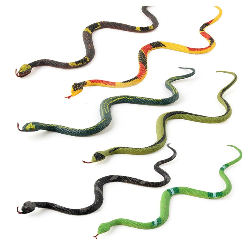 AUNMAS Rubber Snakes, 18 Pcs Lifelike Snake Toy with Detailed Scales for Garden Bird Squirrel Scare Party Prank Decoration (6pcs)