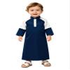 Linjinx Toddler Baby Boys Arabic Prince Cosplay Costume Robe Long Sleeve Muslim Kaftan Islamic Thobe for Eid Party Navy Blue 18-24 Months view 1